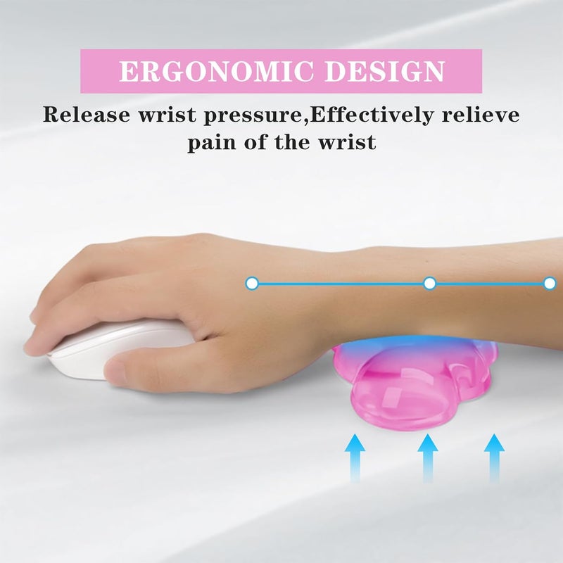 KEPUTAIER Gel Cloud Mouse Wrist Rest, Cute Wrist Support and Arm Support for Mouse Rest Typing Pain Relief，Suitable for Office/Computer/Laptop/Gaming (Transparent Pink) - Image 2